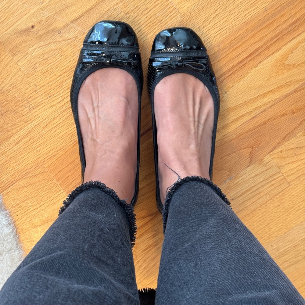 Prada Black Ballet Flats with Bow - Size 10
